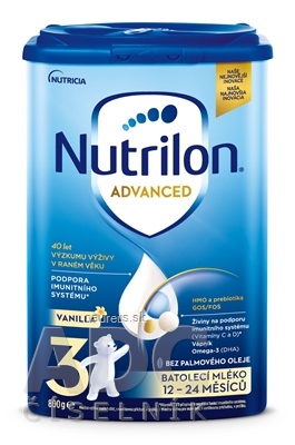 Nutricia Infant Nutrition Ltd. Nutrilon Advanced 3 VANILLA batolecí mléčná výživa v prášku (12-24 měsíců) 1x800 g 