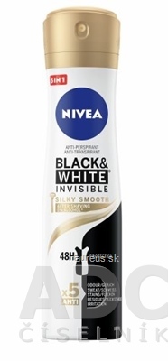 Levně BEIERSDORF AG NIVEA Anti-perspirant BLACK &amp; WHITE Silky Smooth sprej, 48H, 5xAnti 1x150 ml