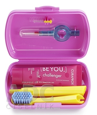 Levně Curaden International AG CURAPROX Travel set růžový (1x zubní kartáček, 2x mezizubní kartáček CPS, 1x zubní pasta 10 ml) 1x1 set