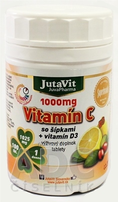 Levně JuvaPharma Kft. JutaVit Vitamin C 1000 mg se šipkami + vitamín D3 tbl 1x100 ks 100 ks