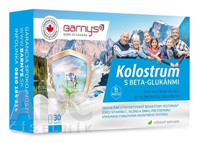 Levně BioPol GN s.r.o. div. Pharma United Ltd. (CAN) Barnys KOLOSTRUM s beta-glukany + dárek cps 1x30 ks + dárek 1ks, 1x1 set 30 ks