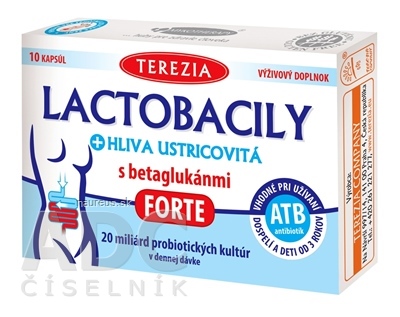 Levně TEREZIA COMPANY s.r.o. TEREZIA Lactobacily + HLÍVA ÚSTŘIČNÁ s betaglukany FORTE, cps 1x10 ks