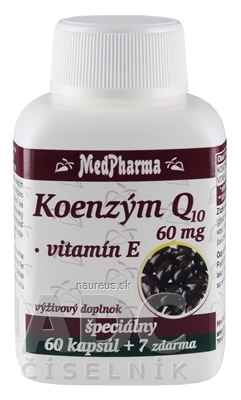 Levně MedPharma, spol. s r.o. MedPharma KOENZYM Q10 60 mg + Vitamín E cps 60 + 7 zdarma (67 ks) 67 ks