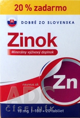 Levně Dobré zo Slovenska, s.r.o Dobré z SK Zinek 15 mg tbl 100 + 20 zdarma (120 ks) 120 ks