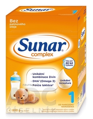 Levně Semper AB Sunar Complex 1 počáteční mléčná výživa (od narození) (inov.2020) 1x600 g 600g