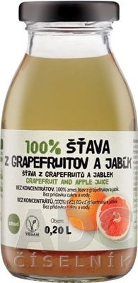 Levně ZDRAVO ORGANIC zdravě 100% grapefruitové-JABLEČNÁ ŠŤÁVA 1x200 ml 200ml