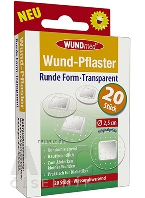 Levně WUNDmed GmbH & Co. KG WUNDmed Kruhová náplast Transparentní (průměr 2,5 cm) 1x20 ks