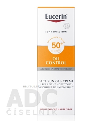 Levně BEIERSDORF AG Eucerin SUN OIL CONTROL SPF 50+ ochranný krémový gel na opalování na obličej 1x50 ml 50 ml