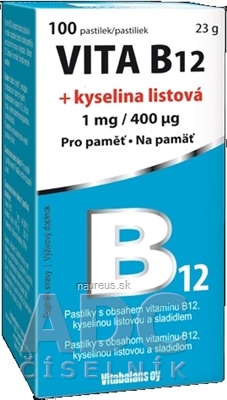 Levně Vitabalans Oy Vitabalans VITA B12 + kyselina listová (1 mg / 400 mcg) pastilky 1x100 ks 100 ks