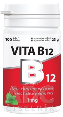 Levně Vitabalans Oy Vitabalans VITA B12 1 mg žvýkací tablety s příchutí máty (inov. 2021) 1x100 ks