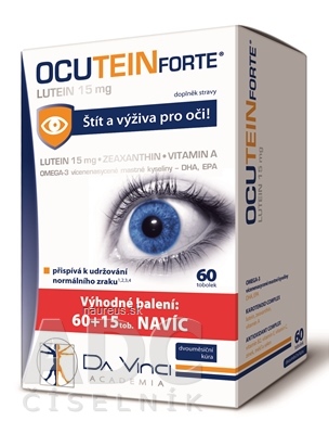 Levně Simply You Pharmaceuticals a.s. OCUTEIN FORTE Lutein 15 mg - DA VINCI cps 60 + 15 zdarma (75 ks) 75 ks