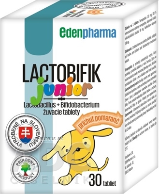 Levně BENEVIT, s.r.o. EDENPharma LACTOBIFIK junior žvýkací tablety, příchuť pomeranč 1x30 ks 30 ks