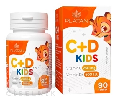 Levně VULM s.r.o. PLATAN Vitamin C + D KIDS cucavé tablety 1x90 ks