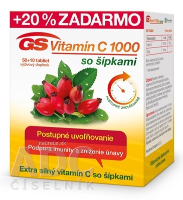 Levně GREEN - SWAN PHARMACEUTICALS CR, a.s. GS Vitamin C 1000 se šipkami 2016 tbl 50 + 10 (20% zdarma) (60 ks) 60 ks