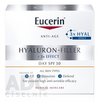 Levně BEIERSDORF AG Eucerin HYALURON-FILLER Denní krém SPF 30 proti vráskám, všechny typy pleti 1x50 ml 50 ml