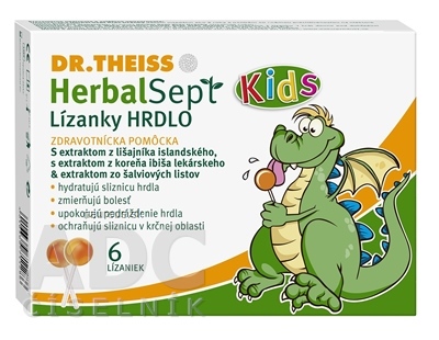 Levně Dr. Theiss Naturwaren GmbH Dr.Theiss HerbalSept Kids HRDLO Lízátka 1x6 ks 6 ks