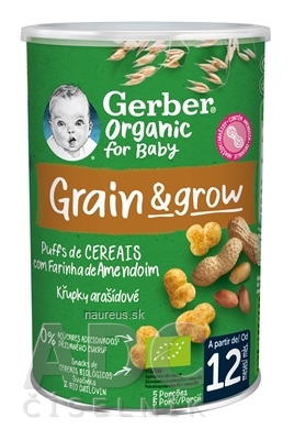 Levně Nestlé Portugal Gerber Organic CHRUMKY Kukuřičně-ovesné arašídové (od ukonč. 12. měsíce) 1x35 g