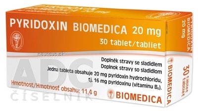 Levně Biomedica, spol. s r.o. Pyridoxin BIOMEDICA 20 mg tbl 3x10 ks (30 ks) 3 x 10 ks