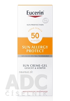 Levně BEIERSDORF AG Eucerin SUN ALLERGY PROTECT SPF 50 ochranný krémový gel na opalování proti alergii na slunce 1x150 ml 150 ml