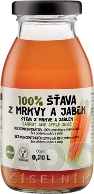 Levně ZDRAVO ORGANIC zdravě 100% mrkvový-JABLEČNÁ ŠŤÁVA 1x200 ml 200ml
