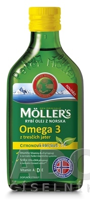 Levně Orkla Health AS MOLLER&#39;S Omega 3 RYBÍ OLEJ Citrónová příchuť z jater tresek 1x250 ml 250 ml