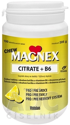 Levně Vitabalans Oy Vitabalans MAGNEX CITRATE + B6 Chew žvýkací tablety 1x100 ks