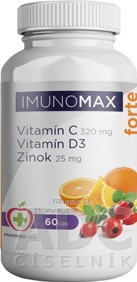 Levně Pharmed New, S.L. IMUNOMAX Forte Vitamin C + D + Zinek cps 1x60 ks cps 1x60 ks