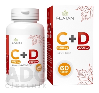 Levně VULM s.r.o. PLATAN Vitamin C 1000 mg + D 2000 IU tbl s postupným uvolňováním 1x60 ks