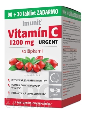 Levně Simply You Pharmaceuticals a.s. Imunit Vitamin C 1200 mg URGENT se šipkami tbl s postupným uvolňováním 90 + 30 zdarma (120 ks)
