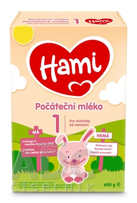 NUTRICIA Zakłady Produkcyjne Sp. z o.o. Hami 1 Počáteční mléko kojenecká mléčná výživa v prášku (od narod.) (inov.2022) 1x600 g 