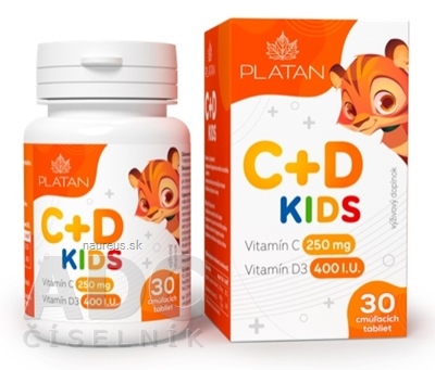 Levně VULM s.r.o. PLATAN Vitamin C + D KIDS cucavé tablety 1x30 ks
