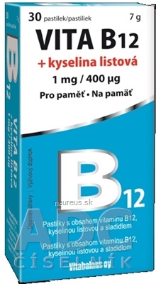 Levně Vitabalans Oy Vitabalans VITA B12 + kyselina listová (1 mg / 400 mcg) pastilky 1x30 ks 30 ks