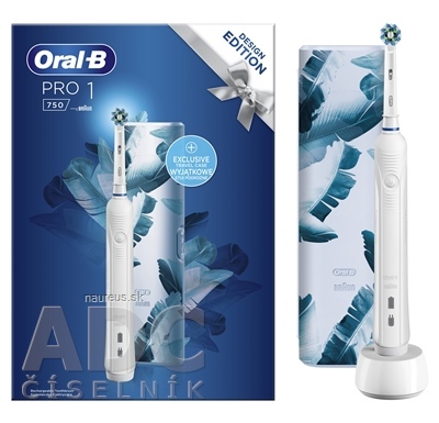 Levně PROCTER & GAMBLE Oral-B PRO 1 750 WHITE DESIGN EDITION elektrický zubní kartáček + cestovní pouzdro, 1x1 set