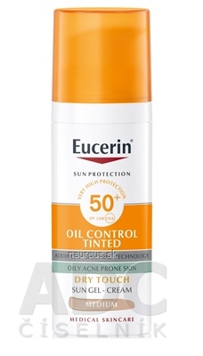 Levně BEIERSDORF AG Eucerin SUN OIL CONTROL TINTED SPF 50+ MEDIUM krémový gel na opalování na obličej, tónovací-středně tmavý 1x50 ml