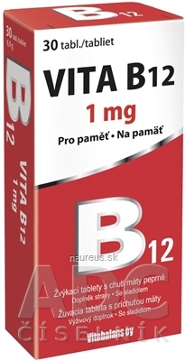 Levně Vitabalans Oy Vitabalans VITA B12 1 mg žvýkací tablety s příchutí máty 1x30 ks 30 ks