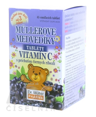 Levně Dr. Müller Pharma s.r.o. Müllerová medvídci - vitamin C tbl s příchutí černého rybízu 1x45 ks 45 ks
