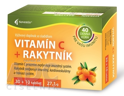 Levně Noventis s.r.o. Noventis Vitamín C + Rakytník tbl 1x40 ks 40 ks