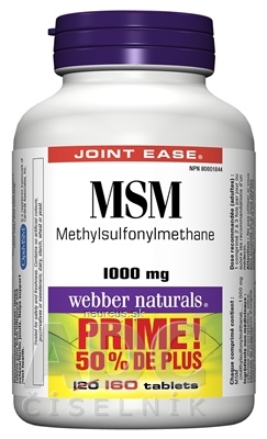 Levně WN Pharmaceuticals Ltd. Webber Naturals MSM 1000 mg BONUS tbl 1x160 ks 160 ks