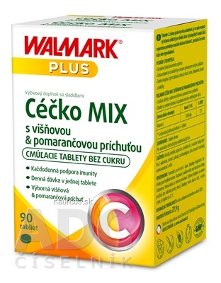 Levně WALMARK, a.s. WALMARK Céčko MIX tbl vitamin C 100 mg (pomeranč + višeň) 1x90 ks 90 ks
