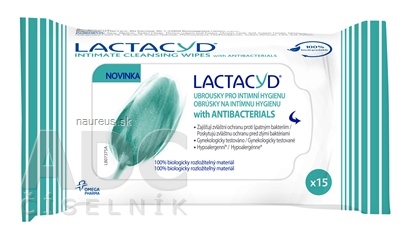 Levně Omega Pharma Int. LACTACYD with ANTIBACTERIALS ubrousky na intimní hygienu 1x15 ks 1x15 ks