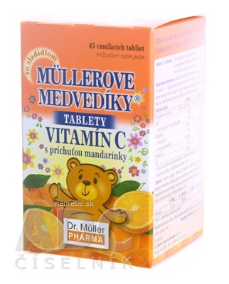 Levně Dr. Müller Pharma s.r.o. Müllerová medvídci - vitamin C tbl s příchutí mandarinky 1x45 ks 45 ks