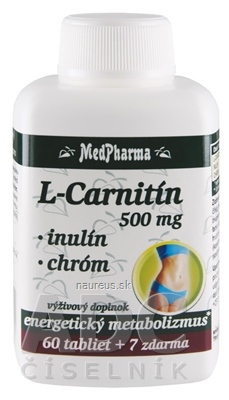 Levně MedPharma, spol. s r.o. MedPharma L-CARNITIN 500 MG + INULIN + CHROM tbl 60 + 7 zdarma (67 ks)