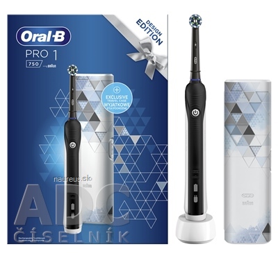 Levně PROCTER & GAMBLE Oral-B PRO 1 750 BLACK DESIGN EDITION elektrický zubní kartáček + cestovní pouzdro, 1x1 set