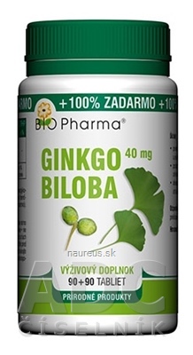 Levně BIO-Pharma s.r.o. BIO Pharma Ginkgo biloba 40 mg tbl 90 + 90 (100% ZDARMA) (180 ks) 180 ks