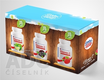 Levně Dobré zo Slovenska, s.r.o Dobré z SK Vitamin C Výhodné balení tbl 200 mg (příchuť: malina + acai + limetka) 3x70 ks (210 ks) 200mg