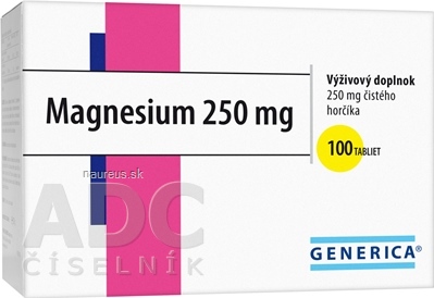Levně GENERICA spol. s r.o. GENERICA Magnesium 250 mg tbl 1x100 ks 100 ks