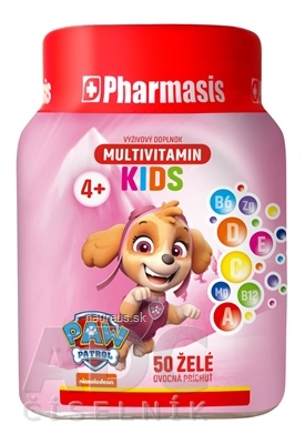 Levně EKSPRES APTECZNY Sp. z o. o. Pharmasis MULTIVITAMIN KIDS Tlapková patrola želé pro děti, růžové 1x50 ks