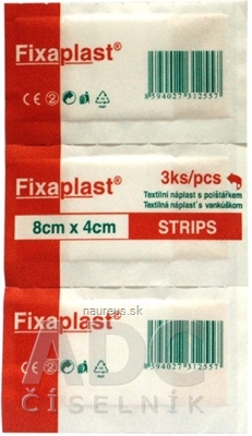 Levně ALFA VITA, s.r.o. FIXAplast STRIPS náplast 8x4 cm textilní s polštářkem 1x3 ks