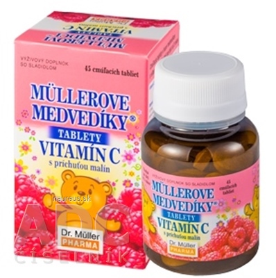 Levně Dr. Müller Pharma s.r.o. Müllerová medvídci - vitamin C tbl s příchutí malin 1x45 ks 45 ks