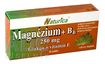Levně PharmTurica s.r.o. Naturica magnézium 250 mg + B6 + Ginkgo + vitamín E tbl 1x30 ks 30 ks